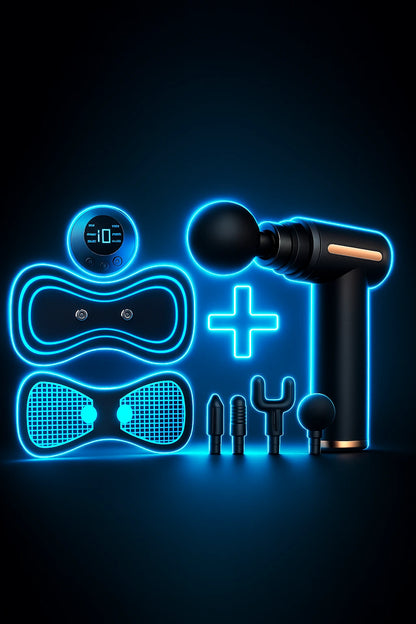 RelaxPro Duo® Mini Parche Masajeador + Pistola de Masaje Compacta